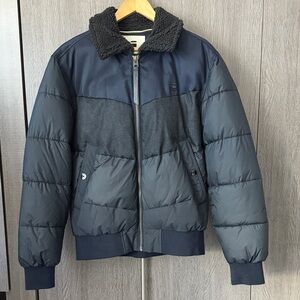 G-Star Raw Men's Navy & Black Puffer Jacket with Shearling Collar